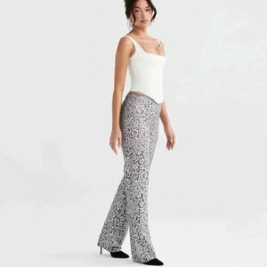 House of CB Mara Silver Metallic Lace Trousers